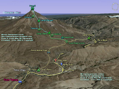 South Route Map Mt Damavand