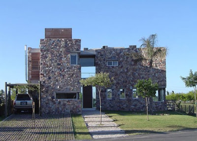 Contemporary Raw Stone and Wood House