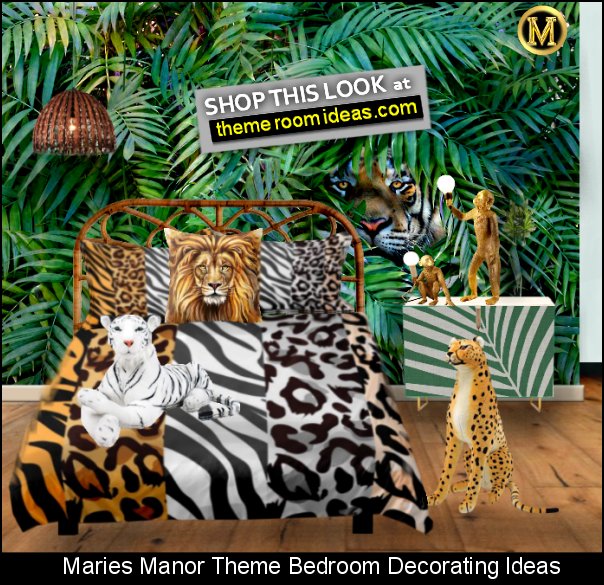 Zebra Giraffe Tiger Stripes Bedding  monkey tablle lamps rattan furniture jungle cats home decor