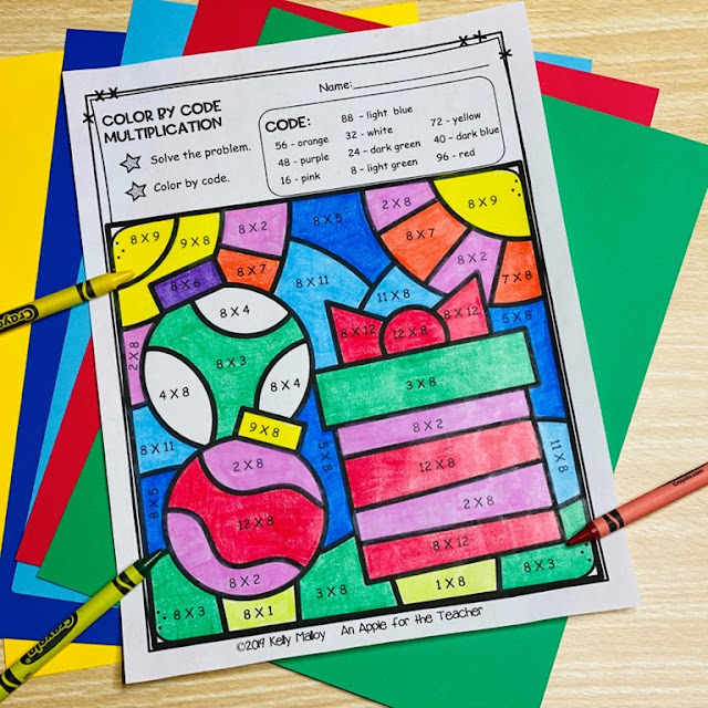 Christmas Color by Number Worksheets Present Colored In