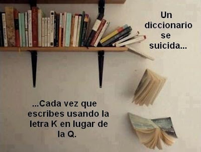 Meme de humor sobre libros con diccionario suicida por faltas de ortografía