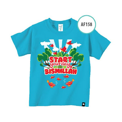 Kaos muslim Afrakids AF 158 Start your day with bismillah