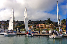 J/70 one-design sailboats- sailing off San Diego YC