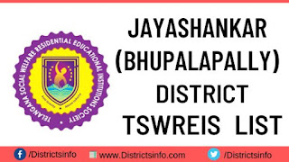 Tswreis List in Jayashankar (Bhupalapally) District