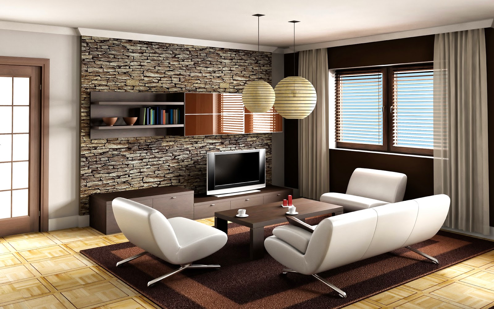 2 Living Room Decor Ideas Brown Leather Sofa  Home Design HD Wallpapers