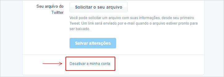 Desativar a minha conta do Twitter