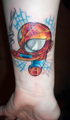spiderman tattoo, cartoon tattoo