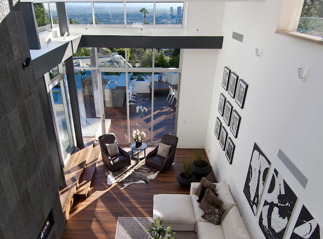 Picture of modern living room as seen from the upper floor