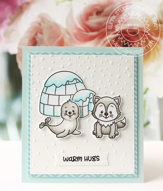Sunny Studio Stamps: Polar Playmates Winter Hugs Card by Karin Akesdotter