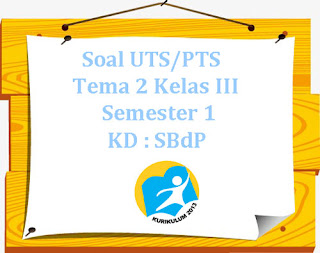  Soal sudah dilengkapi dengan kunci tanggapan Soal UTS/ Perguruan Tinggi Swasta K13 Tema 2 Kelas 3 Semester 1 KD : SBdP