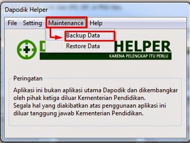 Backup data Aplikasi Dapodikdas dengan Menggunakan DapodikHelper