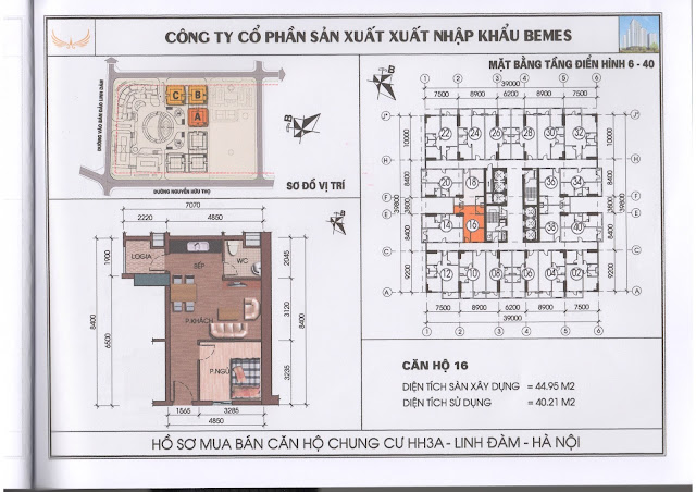 Thiết kế 1 phòng ngủ chung cư hh3 linh đàm