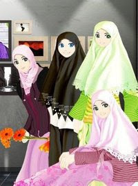 gambar kartun cewek berjilbab