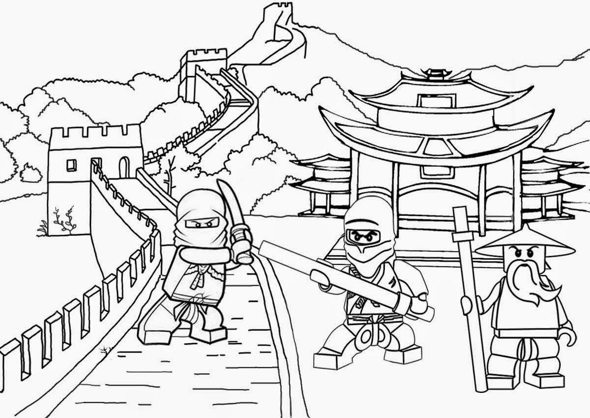 Wallpaper traditional Chinese landscape battles ambush Minifigure Ninjago Lego pictures to color in