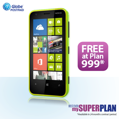 Nokia Lumia 620 free at Globe Postpaid Plan 999