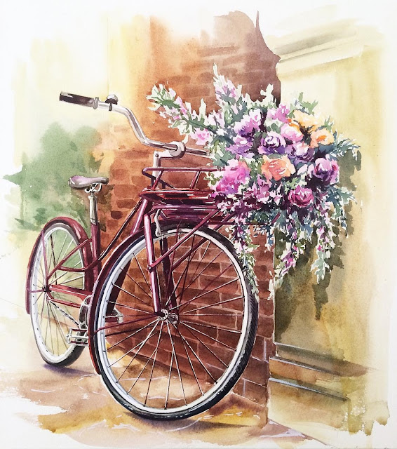 Have you tried to draw such a complex and interesting bike? 😉  Artist - Suzanna Borisovskaya water color