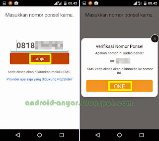 Cara verifikasi nomer HP di PopSlide yang gagal