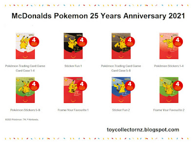 McDonalds Pokemon Happy Meal Toys 2021 Set of 8 25 Years Australia and New Zealand