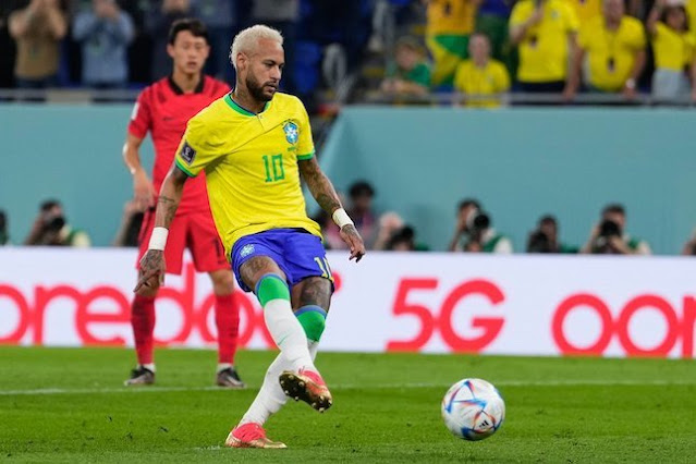 Neymar JR Eksekusi Pinalti Brasil vs Korea Selatan di Piala Dunia 2022