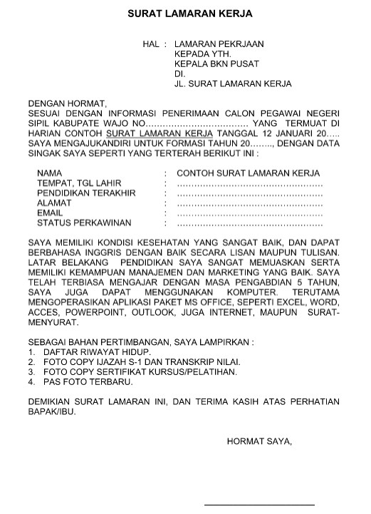 Contoh Curriculum Vitae Pegawai Negeri Sipil - Simak 