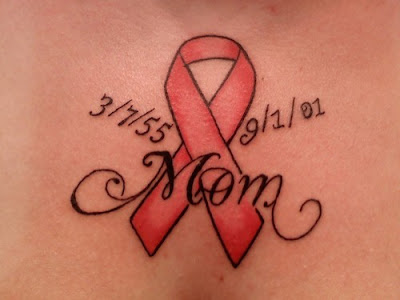 Some breast cancer tattoos is also memorials to people who have fought with