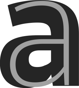 Thin "a" superimposed on black weight "a".