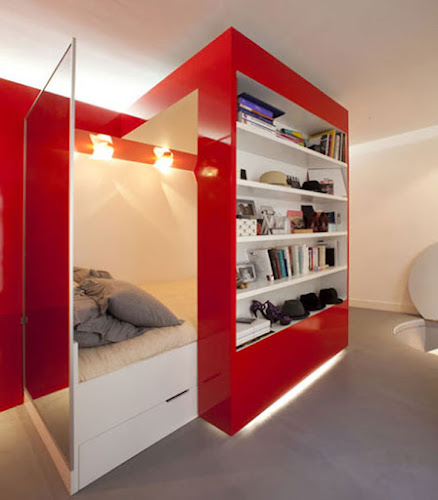 Red Nest, an Incredible 23 Square Meter Apartment in Paris