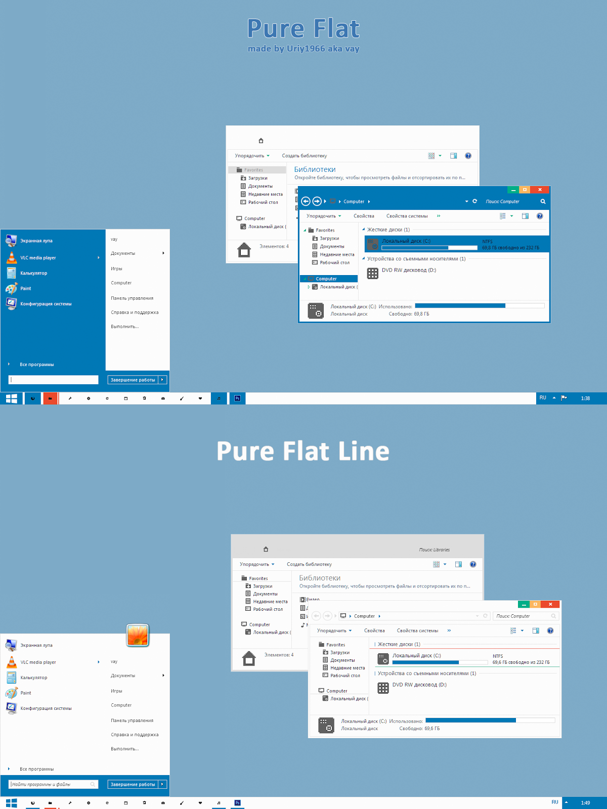 Pure Flat Theme For Windows 7 - Cleodesktop I Windows 10 ...