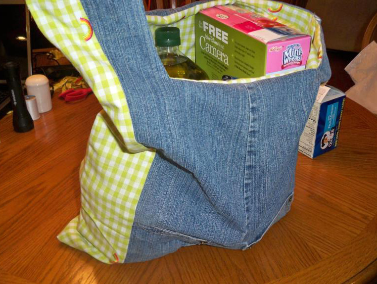 Reversible Grocery Bag From Jeans