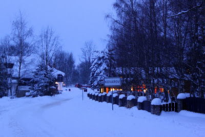 a snowy road back to the pension in Kovarov