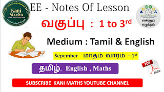 எண்ணும் எழுத்தும் Notes Of Lesson 1 to 3rd September Week - 1 2023-24