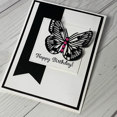 Birthday card using Brilliant Wings butterfly die from the Stampin' Up! Butterfly Brilliance Bundle