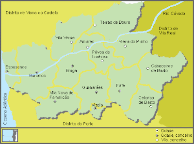 Braga Mapa Regional da Região
