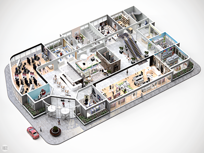 Shopping Center Conceptual 3D Floor Plan