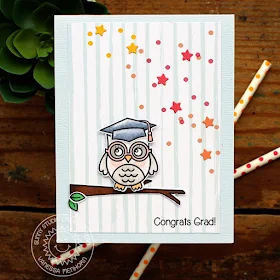 Sunny Studio Stamps: Congrats Graduation Girly Owl card by Vanessa Menhorn (using Woo Hoo stamps & Star Border die)