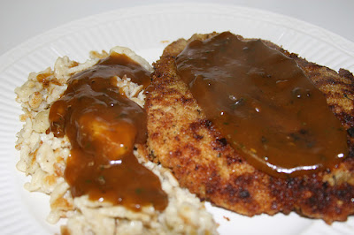 Jaegerschnitzel served with Spaetzle from Michelle at Culinography blog