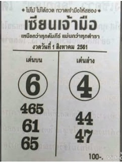 Thai lottery Cut Pair Mix Papers For 1-8-2018