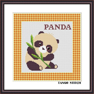 Panda cross stitch pattern Nursery embroidery design - Tango Stitch