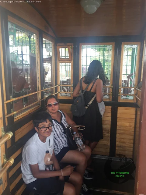 Inside a car of the Budapest Castle Hill Funicular Train in Budapest