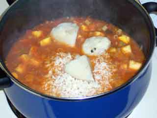 Mediterranean Seafood Soup in a pot