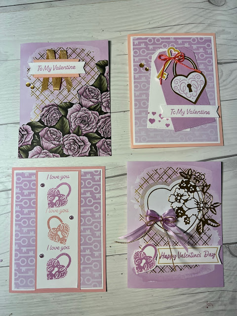 Valentine cards made using the Key to My Heart January 2023 Paper Pumpkin Kit