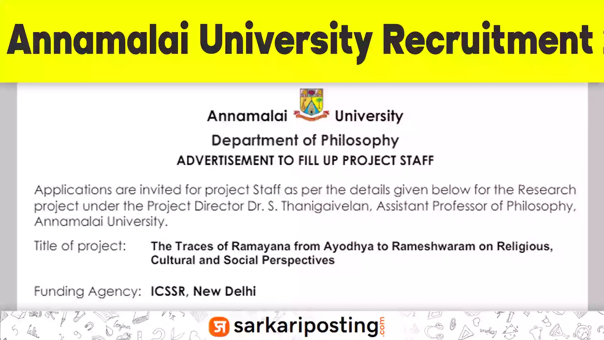 Annamalai University Recruitment 2024