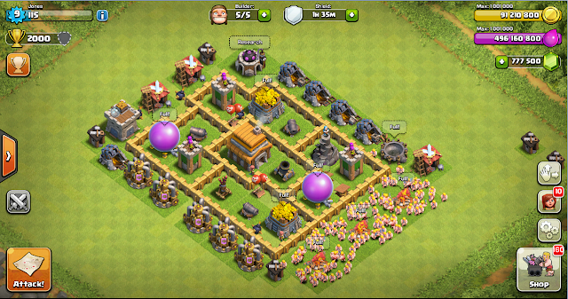 War Base Layout Clash of Clans TH 5