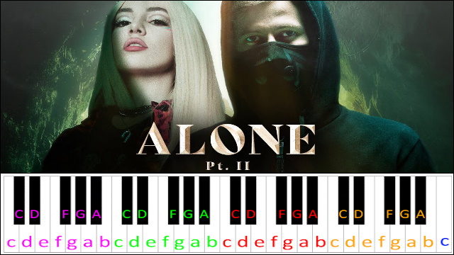 Alone, Pt. II by Alan Walker & Ava Max Piano / Keyboard Easy Letter Notes for Beginners