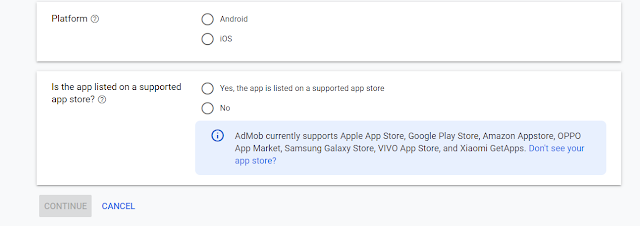 google admob options