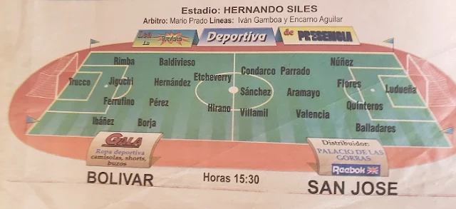 Alineaciones del Bolivar vs San Jose del 8 de noviembre de 1992