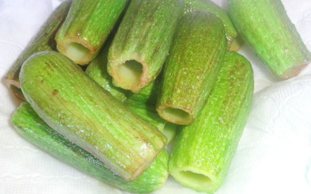 Fried hollowed out zucchini