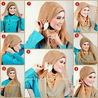 Cara Memakai Kerudung Segi Empat modern