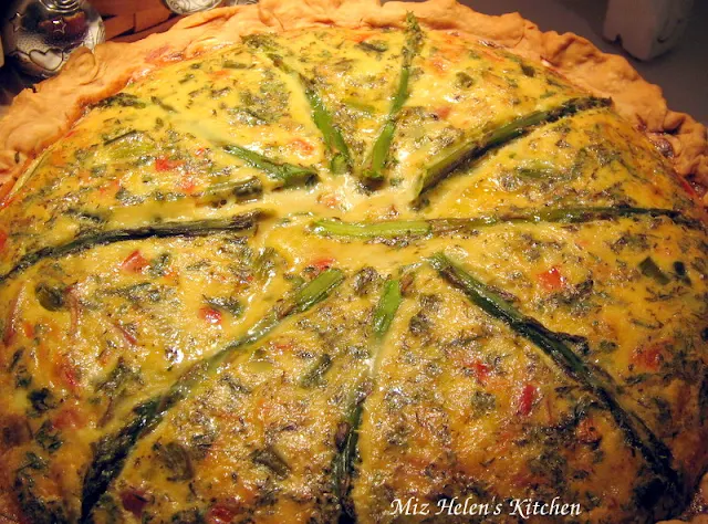 Ham and Asparagus Quiche at Miz Helen's Country Cottage