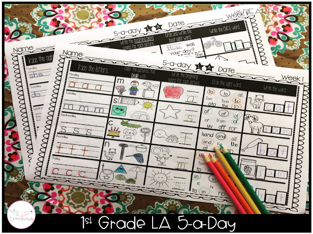 https://www.teacherspayteachers.com/Product/5-a-Day-LA-1st-Grade-Weekly-Spiraling-Review-Great-Morning-Work-2203705